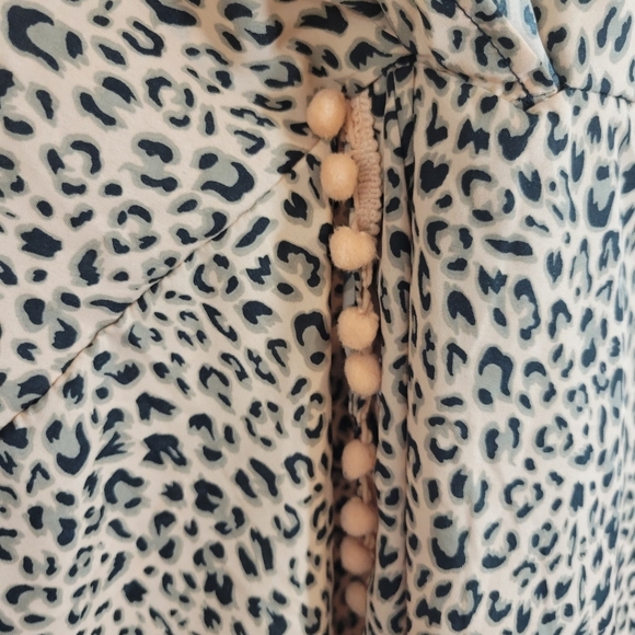 America and Beyond cheetah print pom pom high low faux wrap dress NWT - Picture 7 of 10